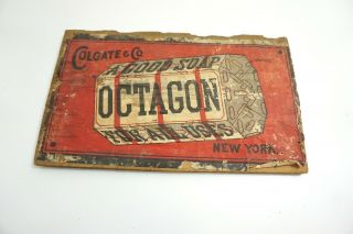 Antique Colgate & Co Octagon Soap Advertising Sign Paper Label On Board 14 " X