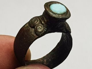 Fantastic Extremely Rare Ancient Roman Bronze Ring Rare Stone.  19 Mm