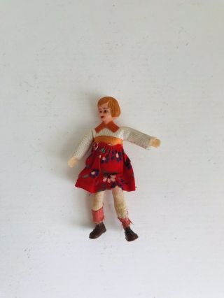 Vintage Caco W.  Germany Dollhouse Doll 3” Child Girl Daughter 1950s 