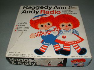 Vintage 1973 Raggedy Ann & Andy Solid State Am Radio,  In Rare Box