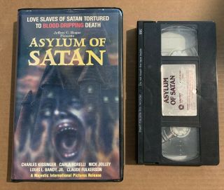 Asylum Of Satan Vhs Clamshell (rare Horror Cult Oop)