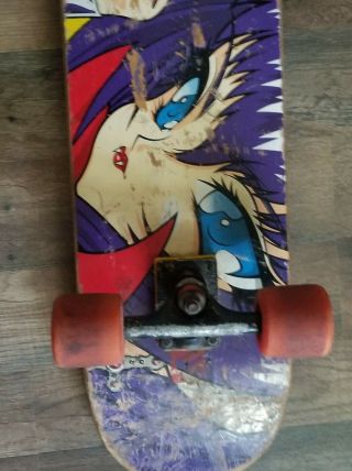 VINTAGE HOOK UPS Skateboard Deck VAMPIRE GIRL Rare Art Design 3
