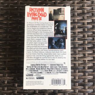 Return of the Living Dead 2 VHS Horror Rare Tape 2