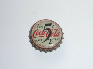 Vintage Coca Cola Wwii 5 Cent,  2 Cent Tax Canada Cork Cap Crown Tappi Rare