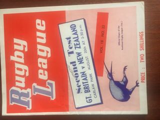 Rare Zealand V Great Britain 2nd Test Rugby League Programme 1966