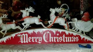 Rare Vintage Royal Santa Sleigh And Reindeers Lights Up