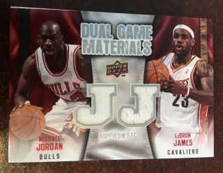 09 - 10 Upper Deck Game Materials Michael Jordan/lebron James Dual Jersey Sp Rare