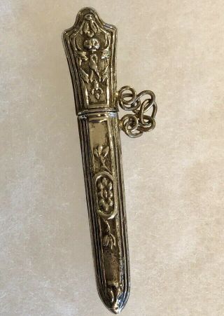 Rare Antique Art Nouveau Sterling Silver Repousse Match Needle Case Chatelaine