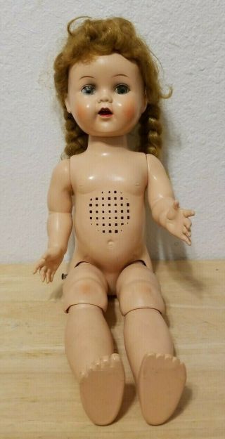 Vintage Ideal Doll 16 " Posie Saucy Walker W/working Cry Box For Repair