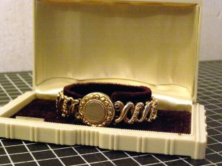 Antique Locket Bracelet Expansion Band Vintage Art Deco Jewelry Box C.  1940s