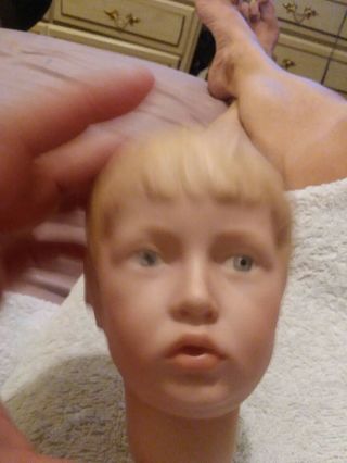 Vintage Boy Doll Head 3 1/4 W 4 1/2 Tallmkeels
