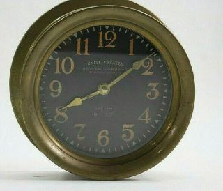 Time Clock In A Brass Tone Round Frame United States Boiler Company/ Runs
