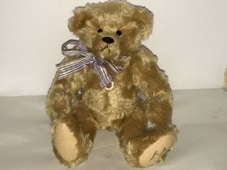 Vintage Denise Dewire 12 " Signed Teddy Bear Jointed German Mohair Glass Eyes