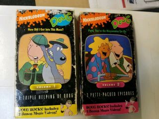2 Nickelodeon Doug Vol 1 And 2.  Pre Ownedvery Rare Vhs