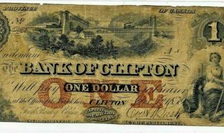 $1 " Bank Of Clifton " (canada) 1800 