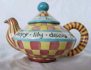 Early Vtg Mackenzie Childs Tea Pot (teapot) - Retired Mkc Terracotta Ooak Rare