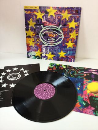 U2 Zooropa Rare 1993 European 1st Press Vinyl Lp With Inner Brian Eno