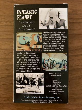 Fantastic Planet Classic French Sci Fi Animation Embassy Home Video VHS Rare 2