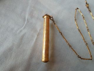 Antique Vintage Gold Filled Watch Chain Fob Toothpick Holder Unique Rare 2