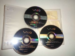 2009 RARE 3 DVD Disk Set Sony PC Vaio Factory System Recovery Windows XP Pro SP3 2