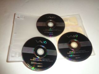 2009 RARE 3 DVD Disk Set Sony PC Vaio Factory System Recovery Windows XP Pro SP3 3