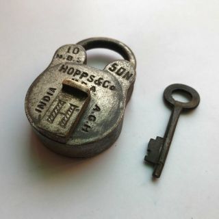 An Old Antique Solid Brass Small Sized Padlock Lock With Key Rich Patina