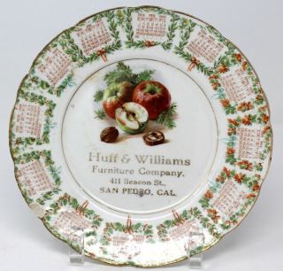 Very Rare 1909 Advertising Plate/huff & Williams Furniture/san Pedro California