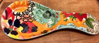Anthropologie Rare Amaryllis Ceramic Floral Painted Spoon Rest