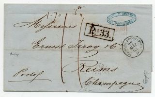 1863 Russia To France Cover Via Germany,  Incredible Rare Color Cancels