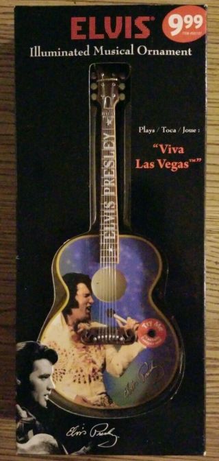 Elvis Presley Illuminated Musical Ornament Guitar Viva Las Vegas Rare