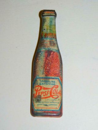 Antique Vintage 1940s Metal Tin Litho Pepsi Cola Bottle Opener Advertising