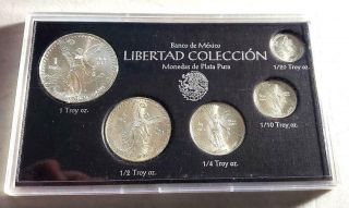Rare 1994 Mexico Silver Libertad Unc 5 Coin Set 1oz 1/2oz 1/4oz 1/10oz & 1/20 Oz