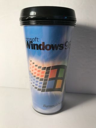 Rare Vintage Microsoft Windows 98 Tall Travel Mug By Visionusa
