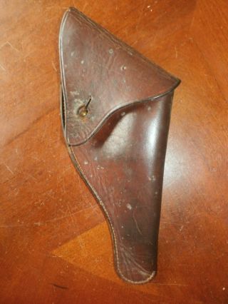 Vintage Antique Brown Leather Pistol Revolver Gun Holster 6 1/2 " Front Edge