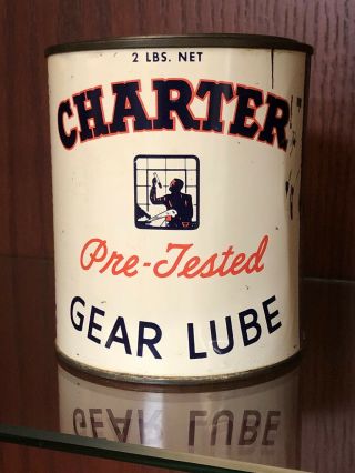 Rare.  Vintage.  CHARTER.  GEAR LUBE CAN.  PACIFIC OIL SALES CO.  OAKLAND,  CALIFORNI 3