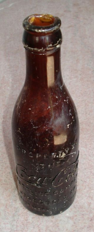 Rare Amber Straight Side Coca - Cola Bottle - Jonesboro,  Ar