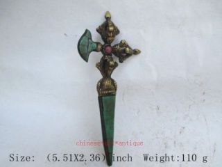 Old Sword Weapon Nepal Turquoise Copper Buddhist Taoist Exorcism Multiplier A02