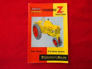 Vintage Minneapolis Moline Visionlined Z Tractors Dealership Brochure -