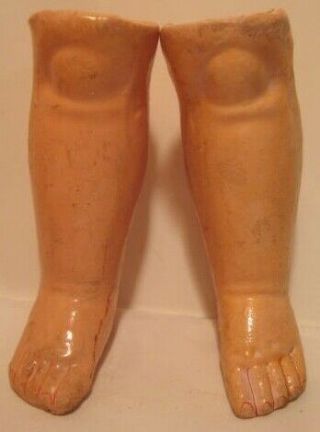 2 Old German Paper Mache Doll Parts - Lower Legs