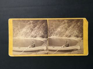 Antique Stereoview Dugway Views Otsego Lake York No.  289 Man Sitting In Boat