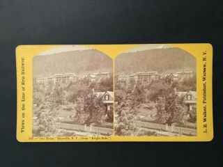 Antique Stereoview Homes On The Line Of Erie Railway Dansville Ny L.  E.  Walker