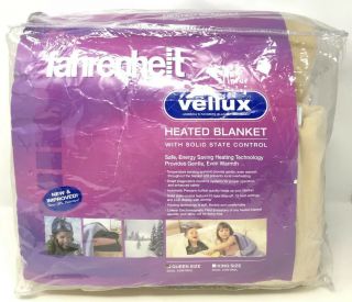 Martex Vellux Heated Electric Blanket Queen Dual Control In Bag Retro