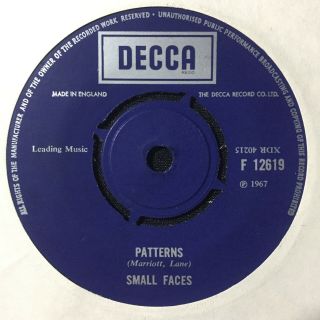 Small Faces ‎– Patterns / E Too D - Rare Uk 45 Record,  Mod Freakbeat Vg,