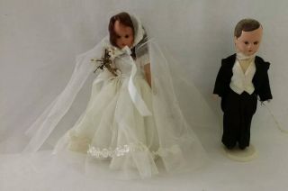 Vintage Nancy Ann Storybook Dolls Bride Groom Cake Toppers Wedding Tuxedo Gown