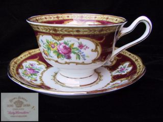 Royal Albert Lady Hamilton Rare Avon Shaped 2 Pc Teacup & Saucer Eng 1st C1940 