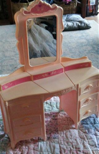 Barbie Dream Glow Vanity Dresser & Stool By Mattel 1985 Vintage Pink