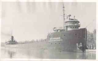 Great Lakes Freighter Michigan Cleveland Cliffs 8.  2 X 5.  2 Antique B/w Photo B756