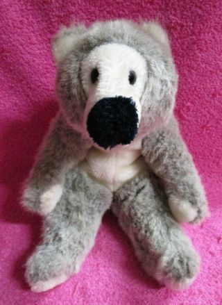Vintage California Stuffed Toys Bozzie Bear Gray White Bear Plush 10 "