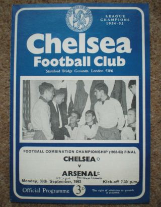 Chelsea V Arsenal Rare 1963 Football Programme Combination Championship Final