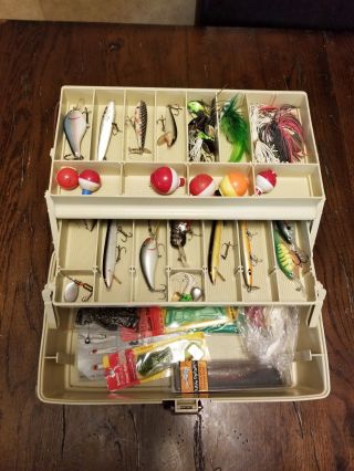 Plano Tackle Box Full Of Bass Baits And Other Lures.  Two Trays See Pictures